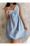 Rochie mini, albastru - 3
