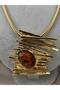 Snake Chain Brown Stone Detailed Geometric Bar Design Women's Necklace - 2
