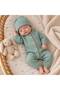 Newborn Baby Girl and Boy Cotton Waffle Textured Jumpsuit Set Hospital Release Green