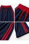 Navy Blue Red Striped High Waist Grunge Printed Oversize Sweatpants - 3