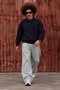 Men's Polo Collar Buttoned Casual Navy Blue Sweater - 4