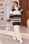 Half-Zip Tunic Trousers Knitwear Set Ecru