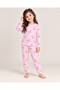 Girl's Cherry Patterned Pink Color Long Sleeve Cotton Bottom Top Pajama Set - 3
