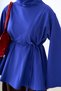Women's Stand Collar Tunic with Piping Detail Saks Blue - 5
