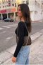 Ultra Soft Boat Neck Long Sleeve Cotton Black Basic Blouse - 6