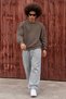Men's Polo Collar Buttoned Casual Brown Sweater - 4