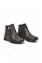 Rubber Sole Zippered Stylish Comfortable Black Genuine Leather Women's Boots 83707 - 4