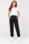 Kids Girls' Black 100% Cotton Satin Drawstring Jogger Sweatpants - 2