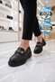 Buckle Detailed Thick Soled Stylish Comfortable Black Women's Casual Shoes Loafer 1805 - 3