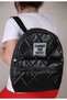 Backpack - Quilted Stitched Black Leather Women's Casual Backpack - 4