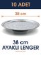 38 cm Footed Lenger Authentic Patterned Chrome Steel Kebab and Presentation Plate - 2