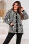 Women's Soft Textured Knitwear Cardigan with Geometric Pattern and Gold Buttons - 2