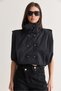 Women's Stand Collar Double Breasted Buttoned Epaulet and Pocket Detailed Sleeveless Balloon Vest 5672 60286666 - 3