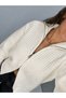 Women's Ecru Reversible Zippered High Collar Knitted Cardigan - 4