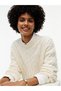 Women's Relaxed Fit Wool Silk Blended Hair Knit Detailed Crew Neck Off-Shoulder Yellow Sweater - 3