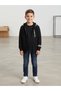 Boy's Black Hooded Zippered Sweatshirt Cardigan 10/13 Years