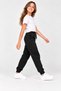 Kids Girls' Black 100% Cotton Satin Drawstring Jogger Sweatpants - 3