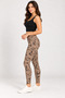 Women's High Waist Jacquard Ottoman Leggings Mink-Black - 2