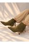 Savanna Khaki Suede 5 cm Thin Heel with Tassel Detail Women's Boots Botti̇e - 4
