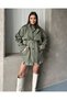 Women's Short Double-Breasted Collared Belted Buttoned Oversize Seasonal Trench Coat - 4