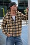 Men's Plaid Hooded Casual Zippered Camel Lumberjack Jacket - 3