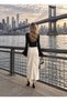Women's Buttoned Front Maxi Length Lycra Denim Skirt - 3