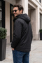 Men's Hooded Fleece Lined Pocket Jacket 26517 Black - 3