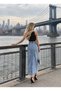 Women's Buttoned Front Maxi Length Lycra Denim Skirt - 3