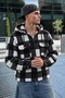 Men's Plaid Hooded Casual Zippered Black Lumberjack Jacket - 2