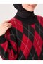 Women's Oversized Sweater with Embroidered Diamond Pattern - 6