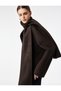 Long Sleeve Wool Blend Oversized Cashmere Coat with Scarf - 4