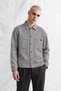 Men's Gray Double Pocket Denim Jacket with Button Detail and Drawstring Sleeves - 2