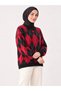 Women's Oversized Sweater with Embroidered Diamond Pattern - 3