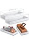 2 Pcs Rectangular Serving Tray with Lid Grey Black Marbleized Grain Rectangular Cake Stand Acrylic C