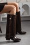 Siena Buckle Detailed Leather Boots Brown - 3