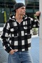 Men's Plaid Hooded Casual Zippered Black Lumberjack Jacket - 3