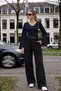 Women's Black Relaxed Draped Pants with Pockets - 2
