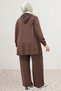 67085 Plus Size Modal Pants Suit with Side Pockets - Dark Brown - 7