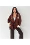 Women's Plush Lined Hooded Straw Rope Lace-Up Zippered Oversize Gabardine Coat - 2