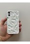 حافظة هاتف iPhone 11 متوافقة مع حافظة الهاتف ذات النجوم المتموجة ثلاثية الأبعاد باللون الأبيض