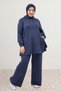 67085 Plus Size Modal Pants Suit with Side Pockets - Navy Blue