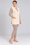 Large Size White (Ecru) Soft Diamond Patterned V-Neck Pearl Buttoned Pocketed Long Stylish Mother's Knitwear Vest - 4