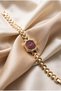 Women's Steel Watch Gold Color & Burgundy Dial Geometric Case |   Vintage Luxury Old Money Classic Women's Wristwatch |   Limited Edition 2027
