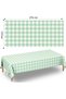 Green Gingham Table Cover 4-Pack, Disposable Plastic Checkered Rectangle Tablecloth for Dining and E - 2