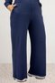67085 Plus Size Modal Pants Suit with Side Pockets - Navy Blue - 6