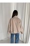 Women's Stand Collar Asymmetrical Buttoned Balloon Sleeve Oversize Short Cashmere Coat - 6