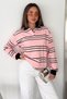 Women's Striped Polo Collar Buttoned Long Sleeve Sweatshirt