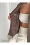 Women's Stand Collar Asymmetrical Buttoned Balloon Sleeve Oversize Short Cashmere Coat - 4
