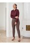 Women's Plus Size Gathering Fabric Trousers with Elastic Waist Lycra Narrow Leg Mink - 7