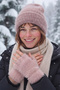 Women's Premium Soft Beret and Cut-To-Fit Finger Gloves Dual Winter Combination Set